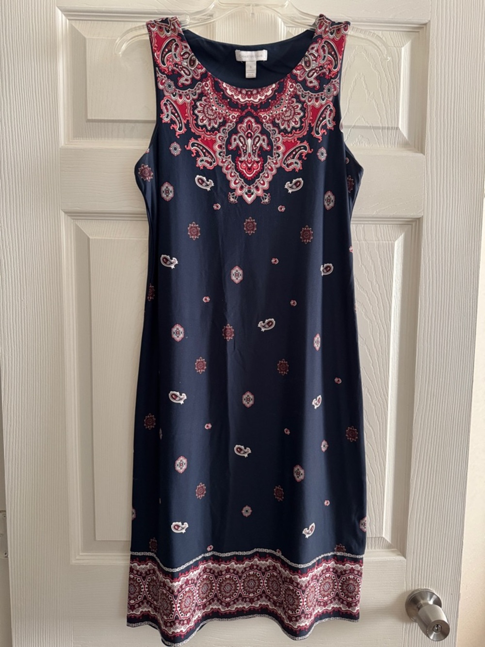 Charter Club Navy and Pink Paisley Midi Dress
